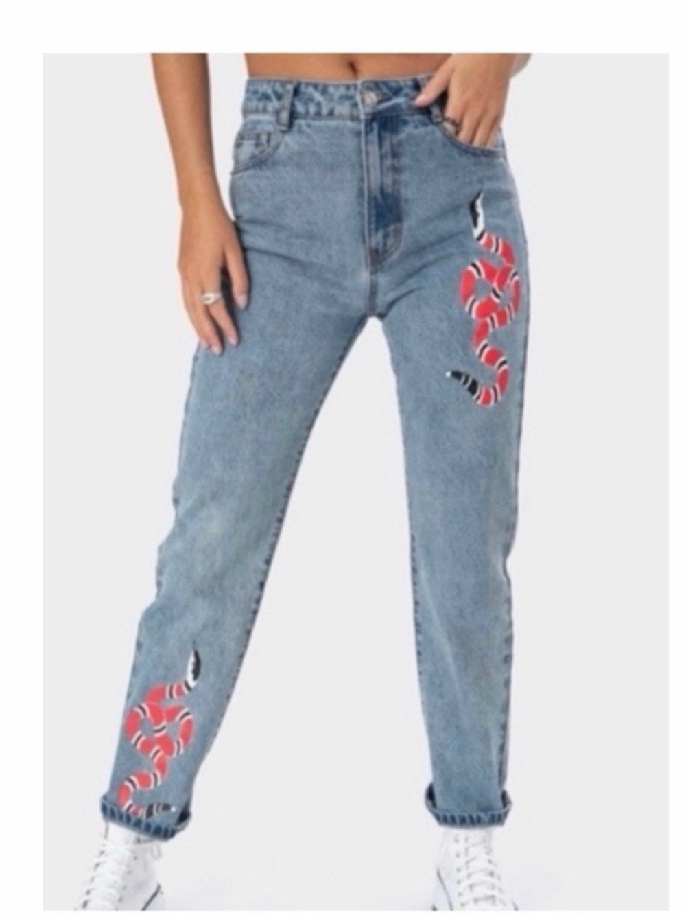 Adika Snake Print Mom Jeans NWT
